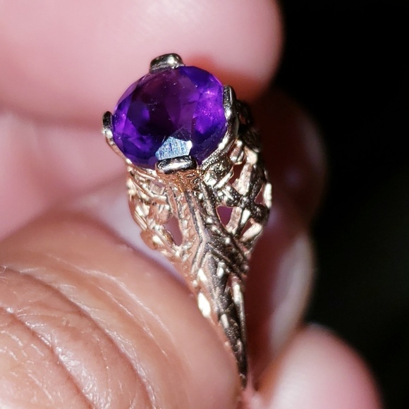 SOLD | .84ctw Genuine Amethyst Filigree Ring - Picture 4 of 6